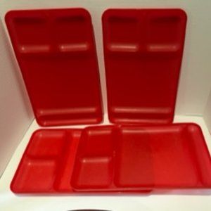 Tupperware Impressions Dining Tray Set of Four - Red - Discounted Shipping